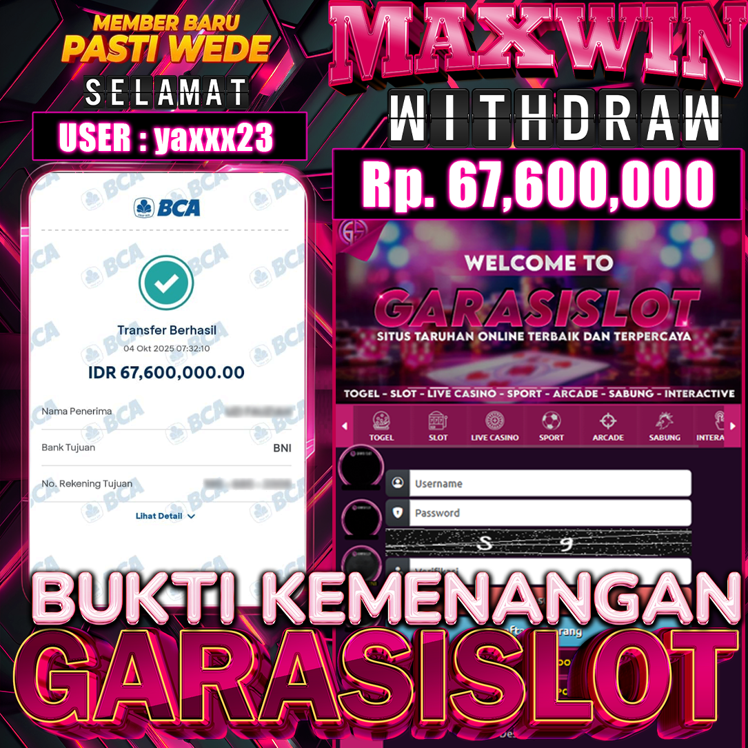 GARASISLOR Bukti kemenangan Starlight Princess 1000