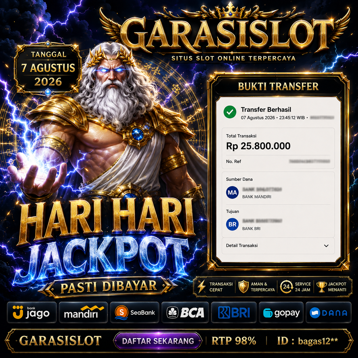 GARASISLOT Bukti Menang Bermain Gates of Olympus super scatter pramatic