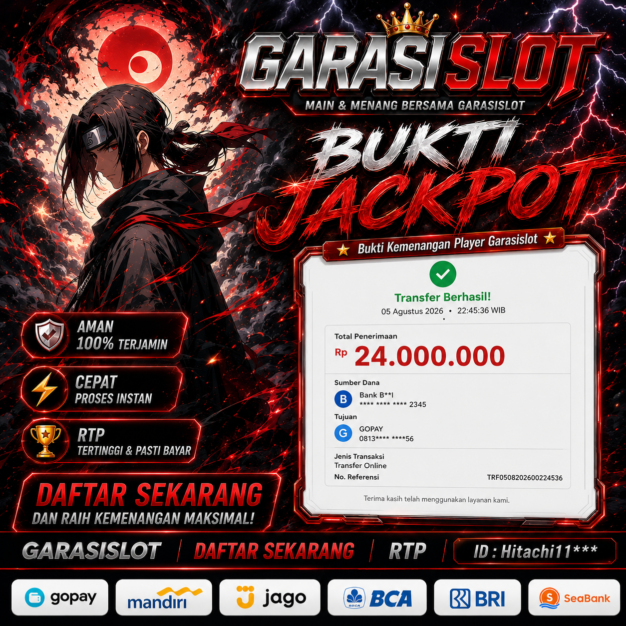GARASISLOT Bukti Kemenangan bermain di provider PG Soft Wild bandito