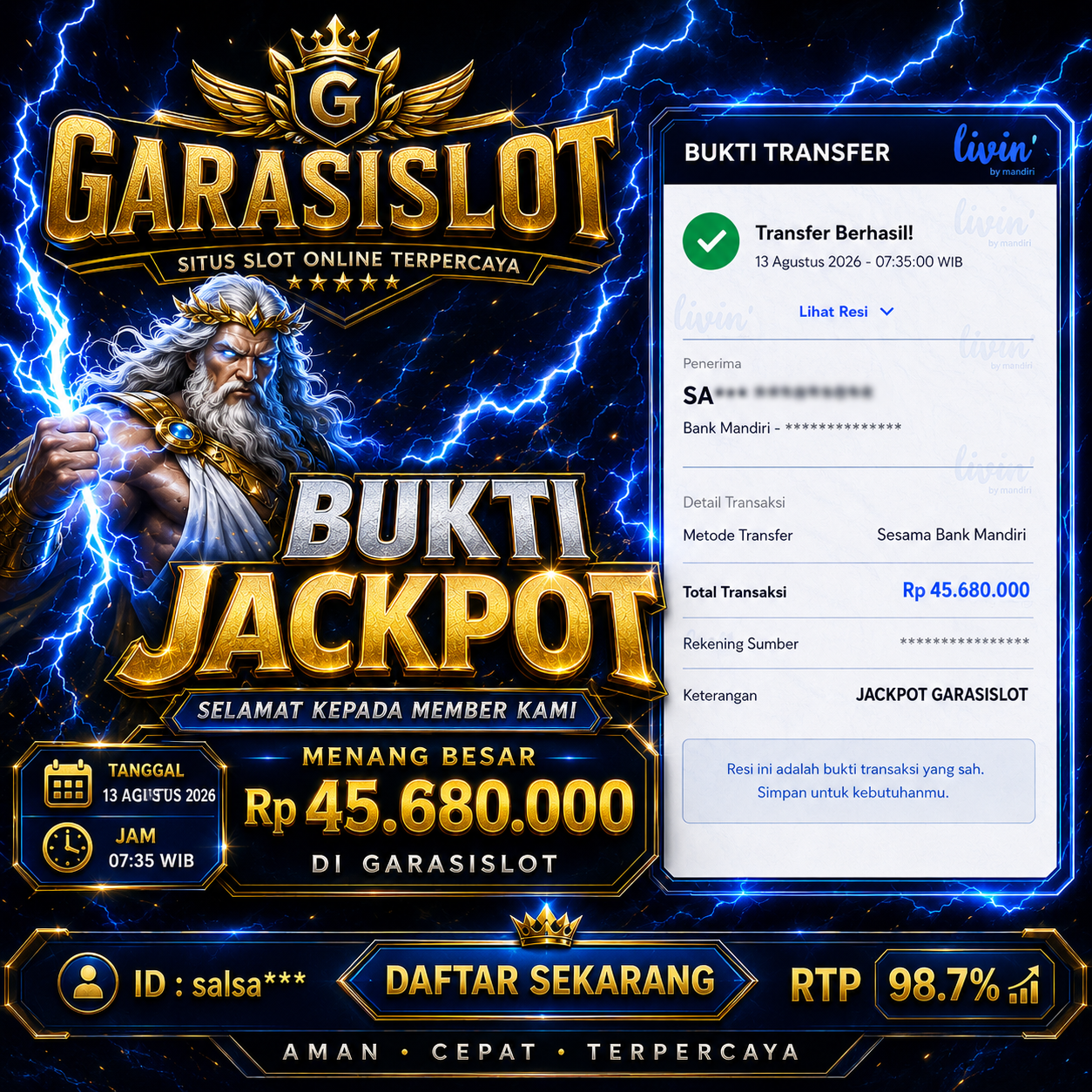 GARASISLOT Bukti Kemenangan Permainan Starlight Princess
