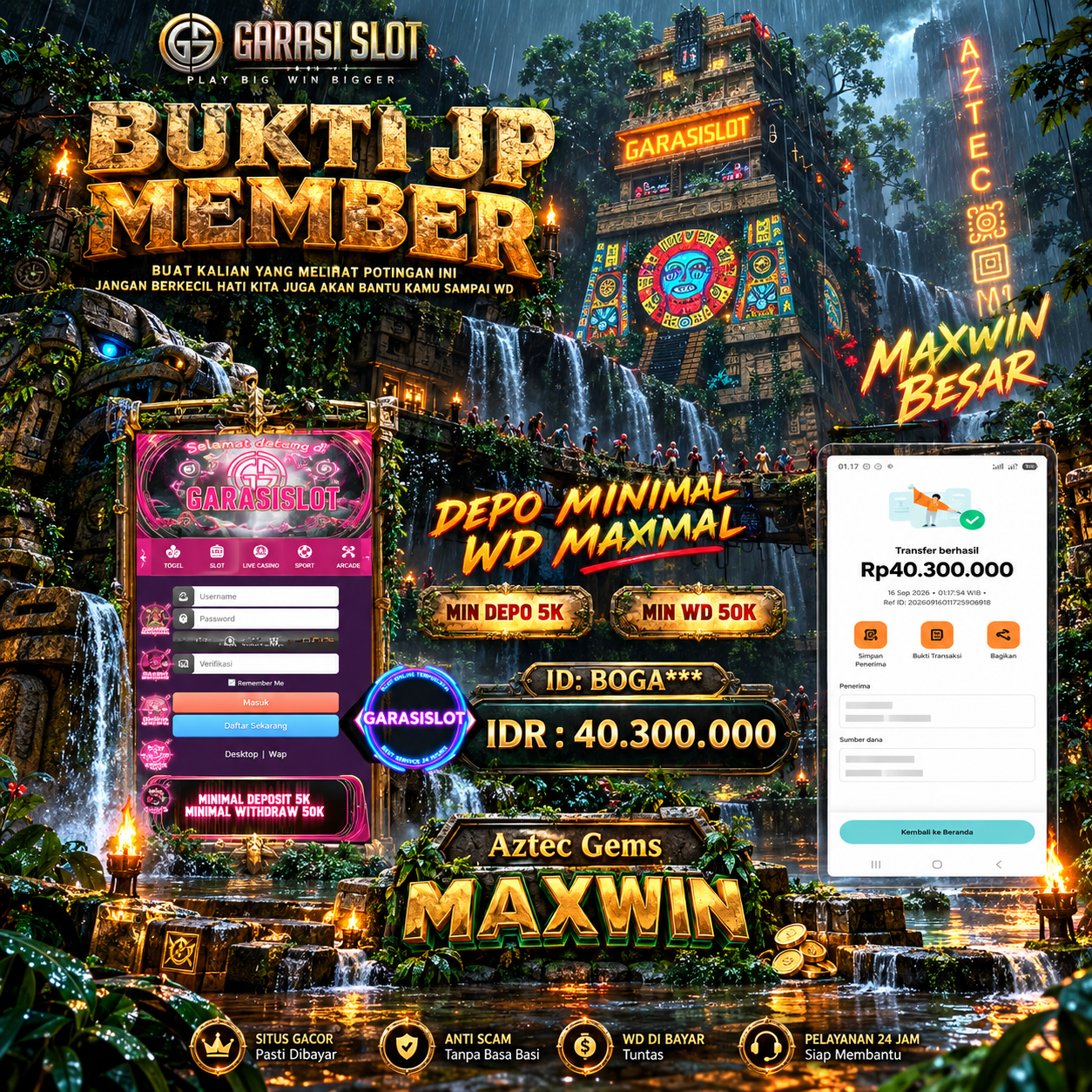 GARASISLOT bukti kemenangan bermain di Aztec Gems