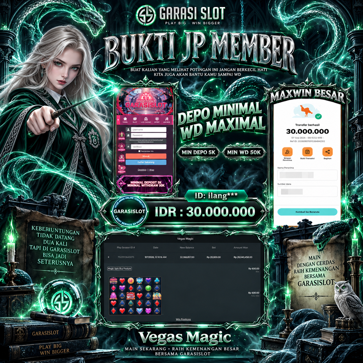 GARASISLOT bukti kemenangan bermain di Vegas Magic